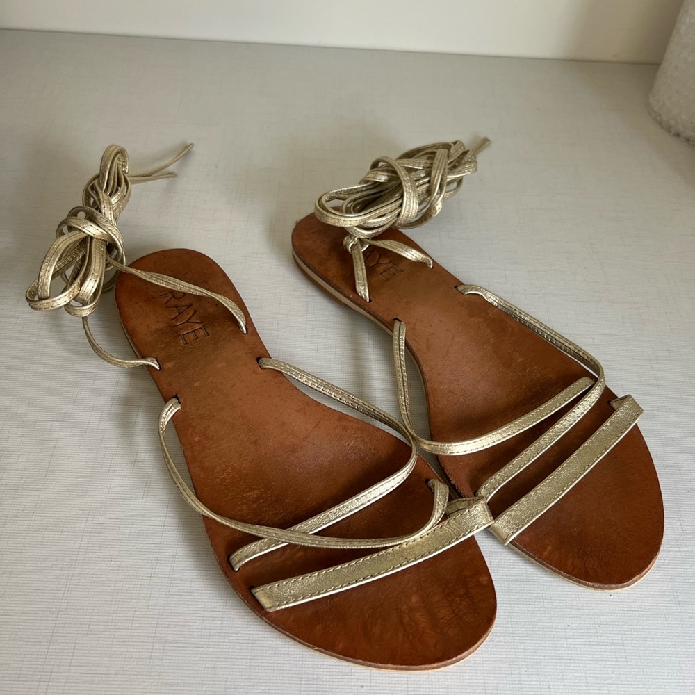 Raye Gold Tie-Up Sandals